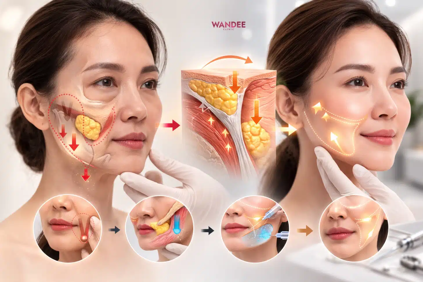 ภาพอธิบายโครงสร้างร่องแก้มและการยกฐานรองรับด้วยฟิลเลอร์