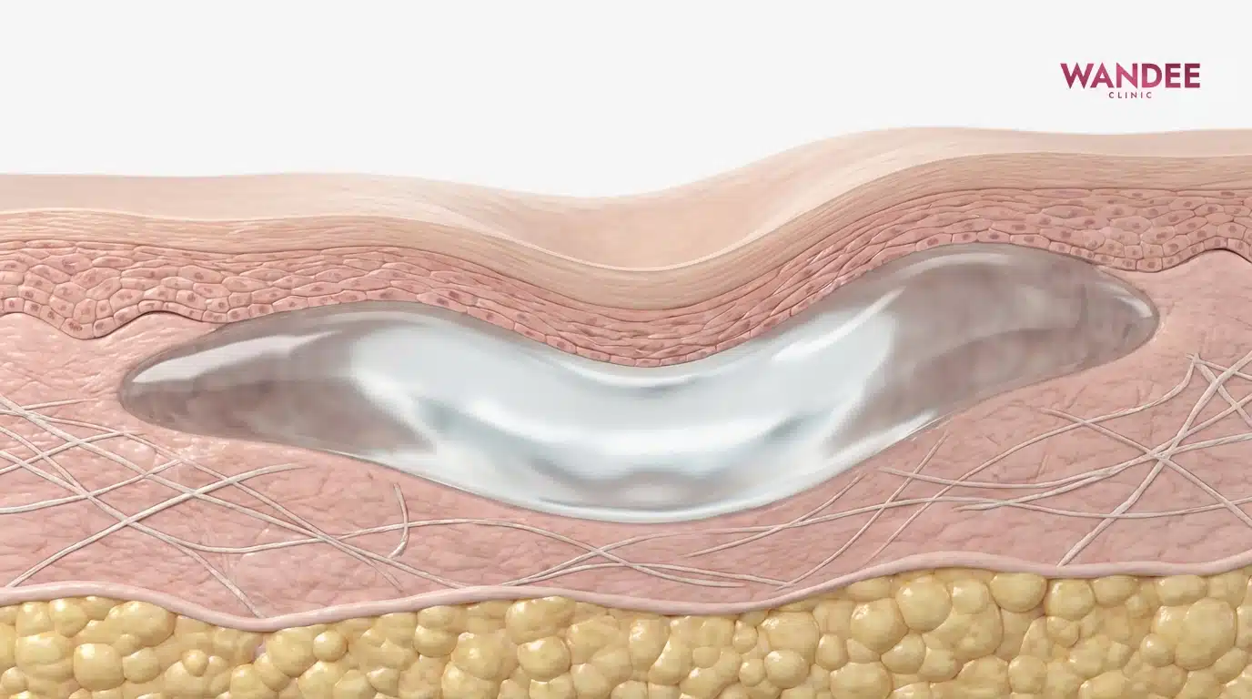 ภาพ 3D แสดงแรงกดบนฟิลเลอร์วางตื้นทำให้เจลเคลื่อนกระจายด้านข้าง