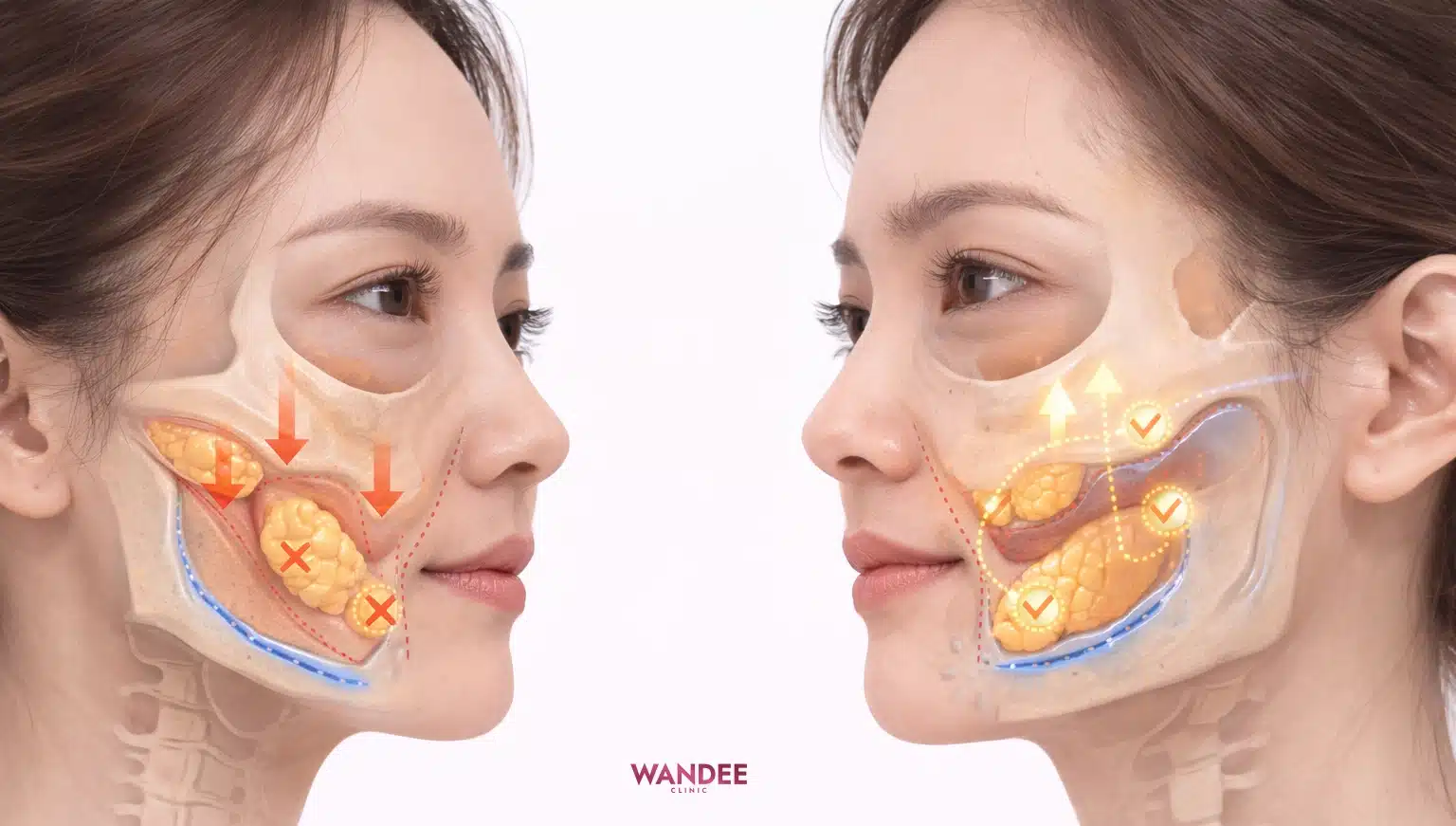 เปรียบเทียบโครงหน้าที่ต่างกันและผลต่อการเกิดร่องแก้ม