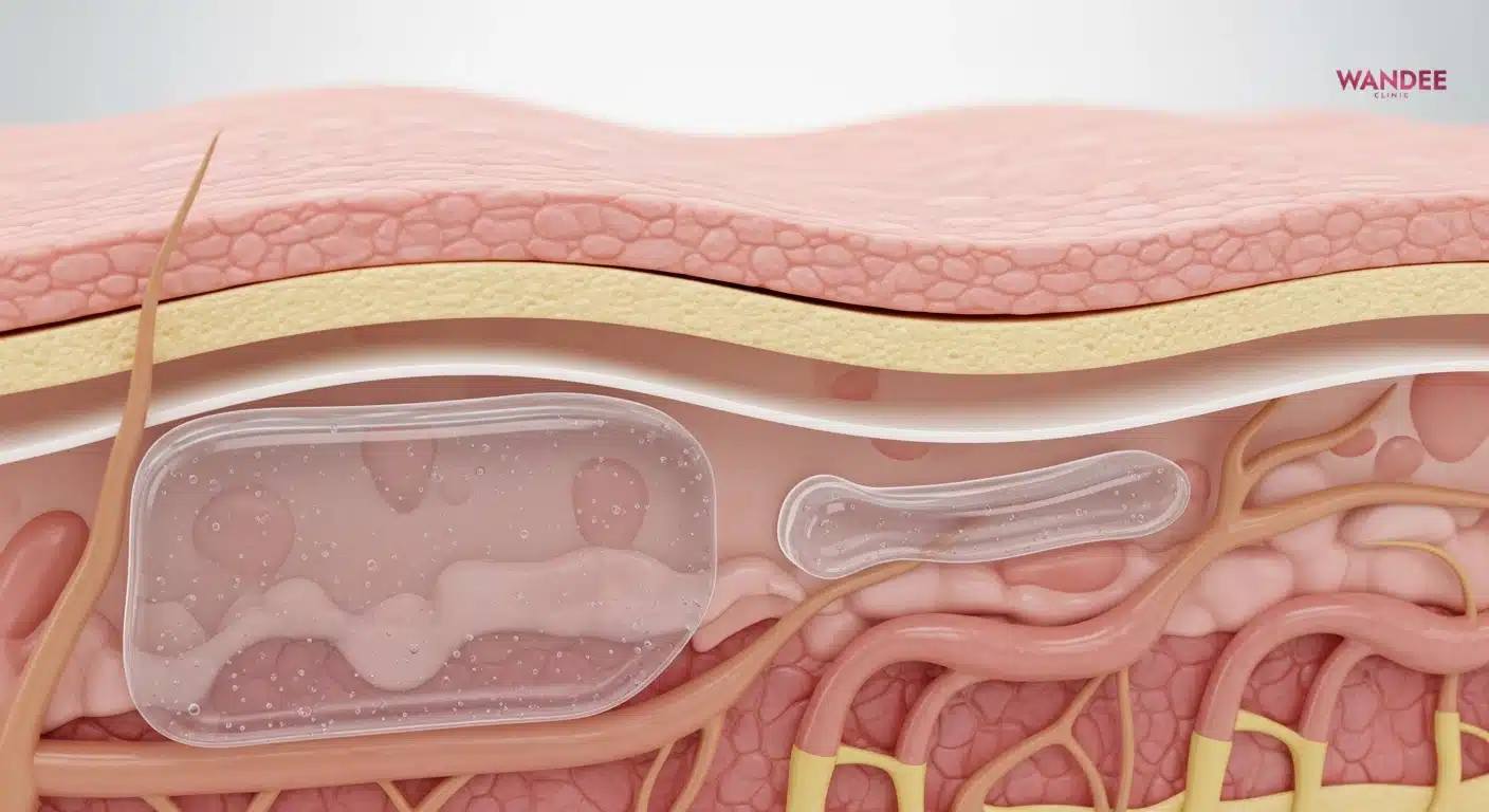ภาพสามมิติแสดงการสลายตัวของฟิลเลอร์ใต้ผิวตามระยะเวลา