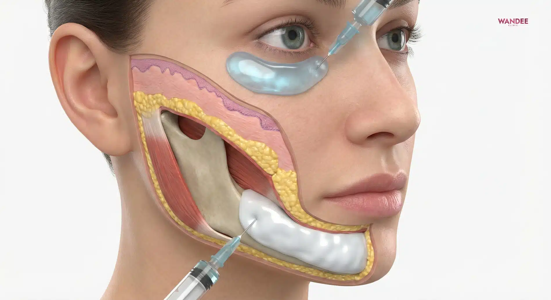 ภาพสามมิติแสดงการเลือกฟิลเลอร์ตามชั้นผิวและตำแหน่งฉีด