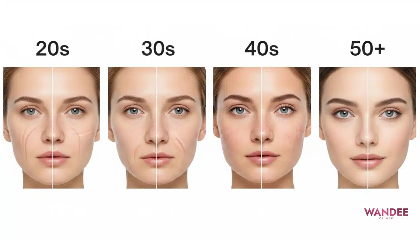 ฟิลเลอร์เหมาะกับคนอายุเท่าไหร่ เปรียบเทียบการเปลี่ยนแปลงของสภาพผิวและโครงสร้างใบหน้าตามช่วงวัย