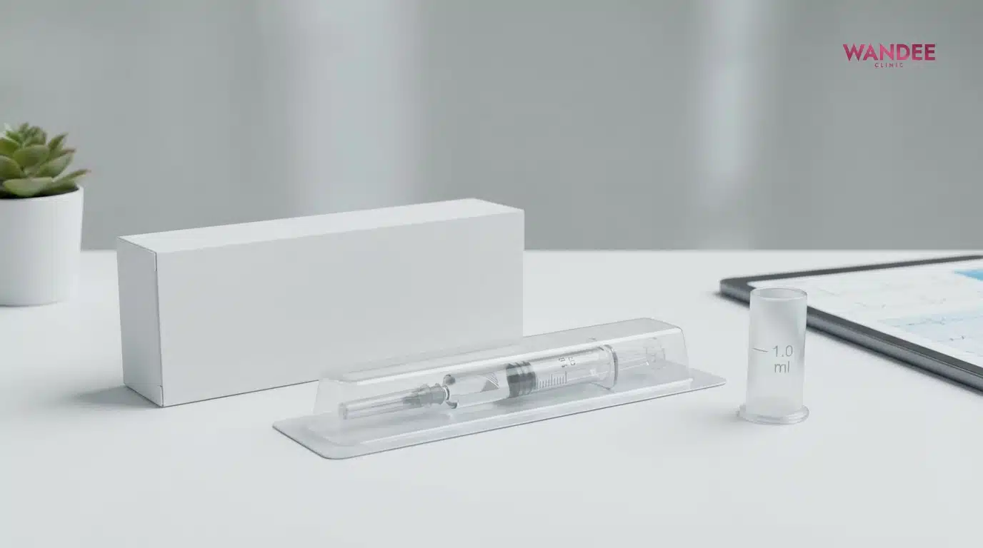 ภาพคอนเซปต์ฟิลเลอร์ 1cc ในบรรยากาศคลินิก สื่อการเปรียบเทียบราคาและมาตรฐานความปลอดภัย