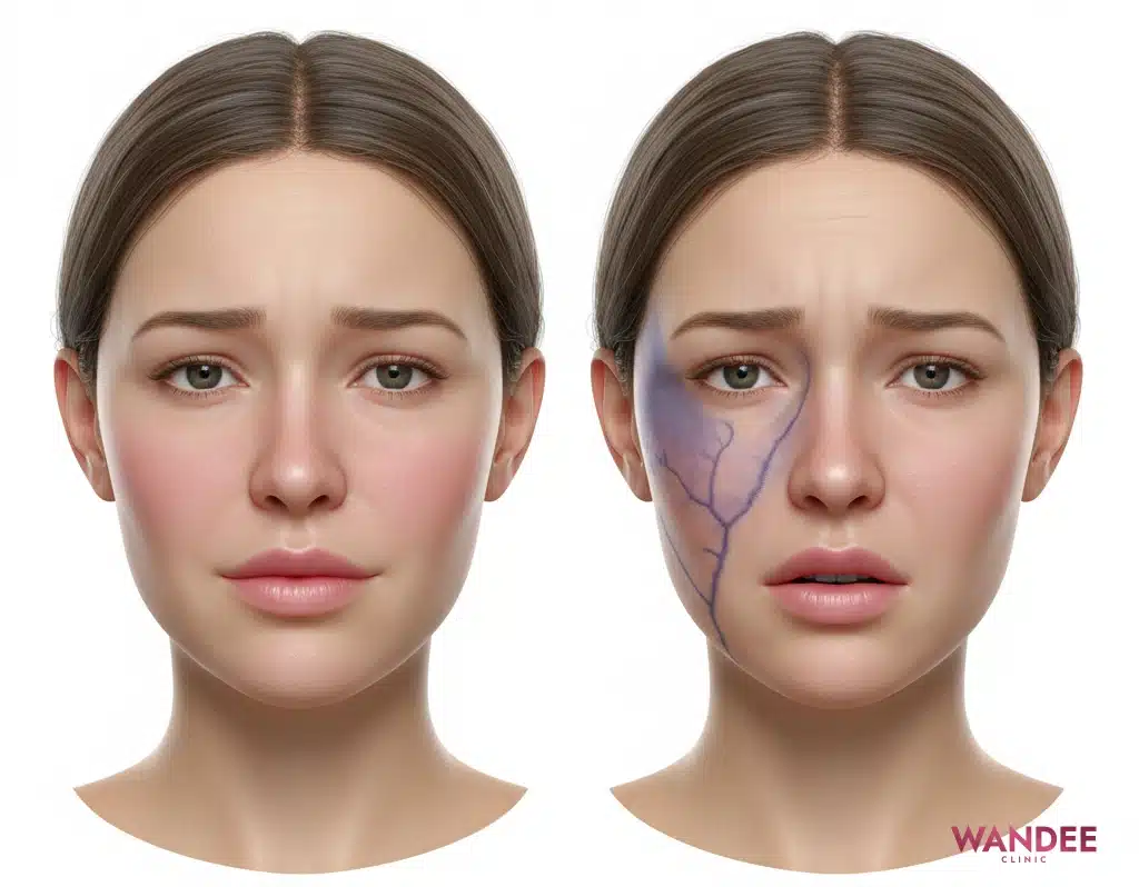 ภาพแยกอาการบวมปกติหลังฉีดกับสัญญาณเตือนที่ควรพบแพทย์ทันที แบบไม่ใส่ข้อความ
