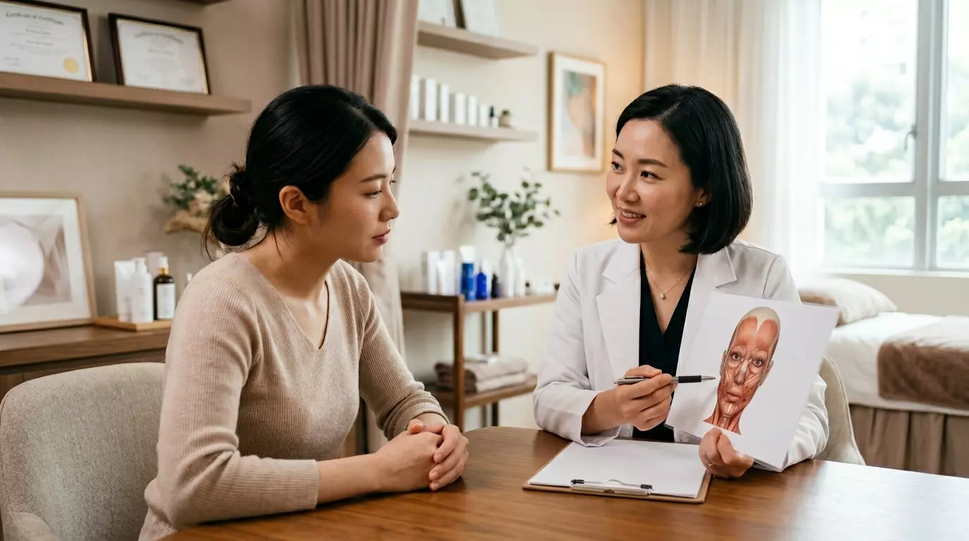 แพทย์และคนไข้กำลังพูดคุยเรื่องการรอดูอาการหรือการแก้ฟิลเลอร์