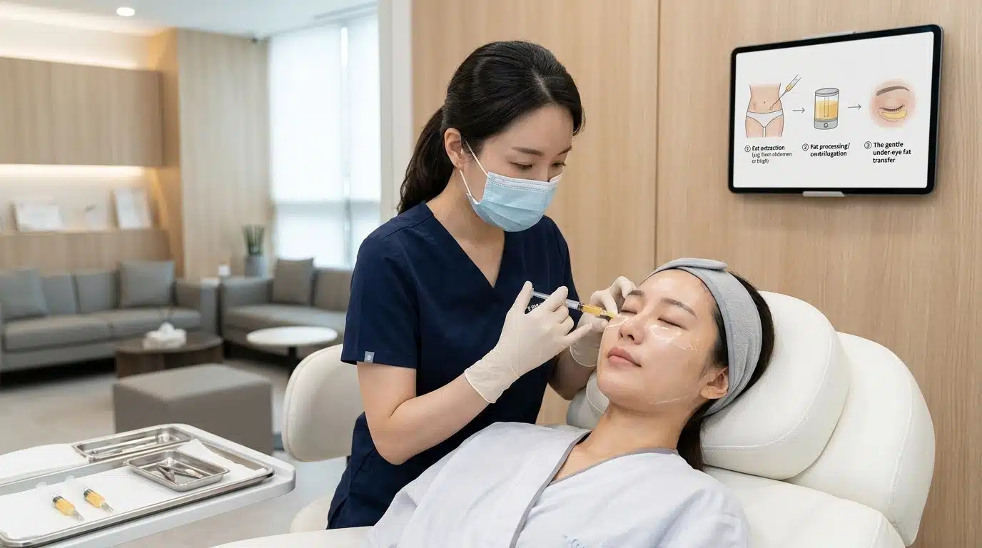 การฉีดไขมันใต้ตาในเคสที่มีการยุบตัวหลายชั้น