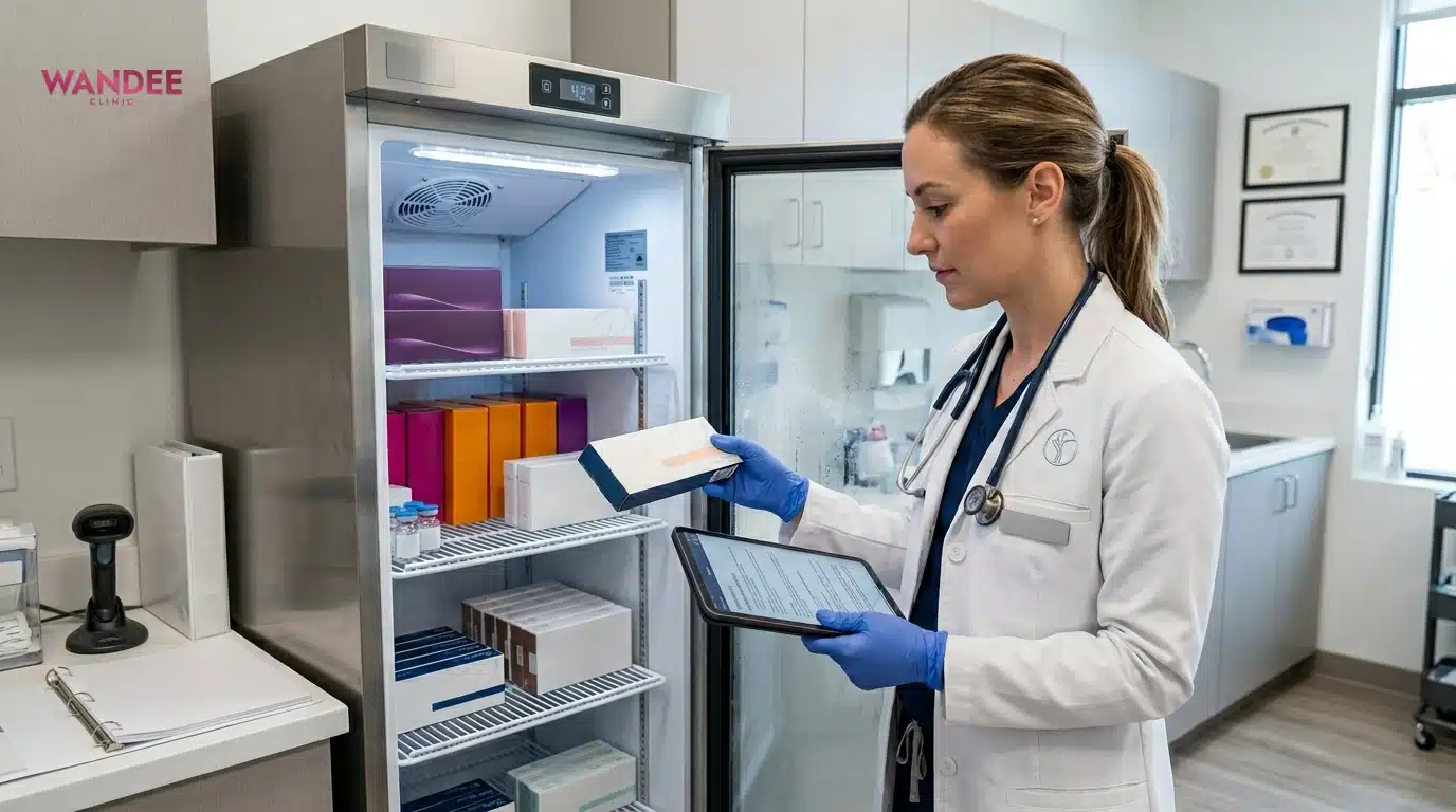 การตรวจสอบแหล่งที่มาฟิลเลอร์ เลขล็อต และการเก็บรักษาในคลินิก