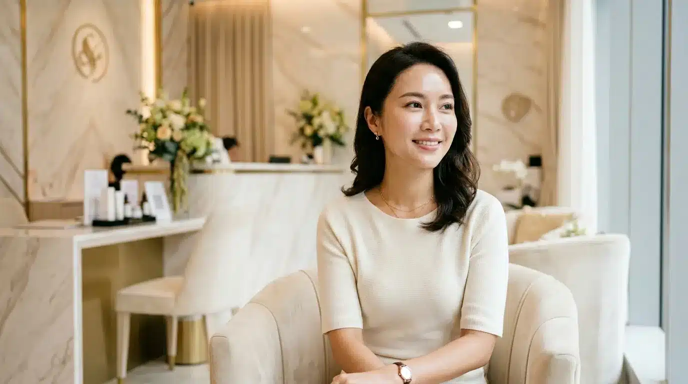 ภาพสื่อผลลัพธ์ใบหน้าที่สมดุลและดูเป็นธรรมชาติหลังเลือกแผนฟิลเลอร์หรือ HIFU ได้เหมาะกับปัญหา