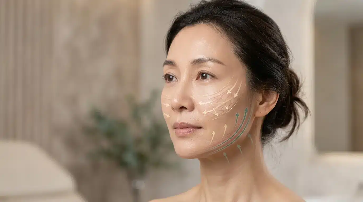 ภาพสื่อความต่างของฟิลเลอร์และ HIFU ในเชิงกลไก โดยฟิลเลอร์เน้นเติมโครงสร้างและ HIFU เน้นยกกระชับเนื้อเยื่อ