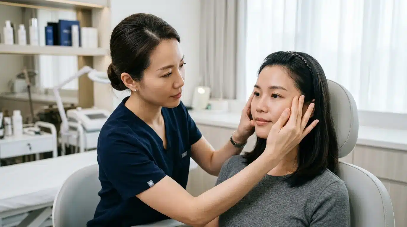 ขมับที่มีความเต็มพอดีช่วยให้เส้นข้างใบหน้าดูต่อเนื่องและละมุนขึ้น