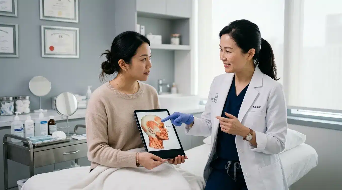 แพทย์อธิบายเรื่องความปลอดภัยก่อนฉีดฟิลเลอร์ขมับ