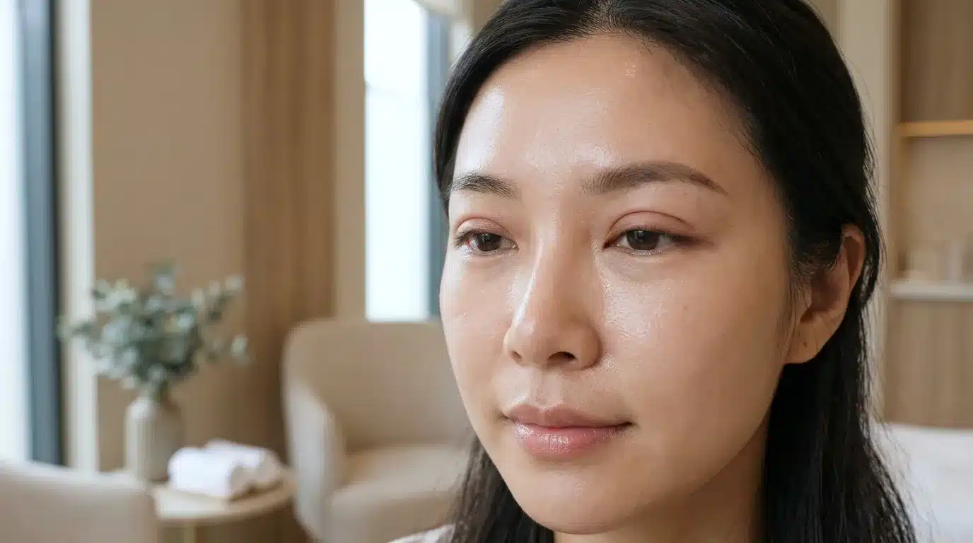 ภาพสื่ออาการบวมตึงเล็กน้อยหลังฉีดและแนวคิดว่าควรรอให้ผลลัพธ์เข้าที่ก่อนประเมิน