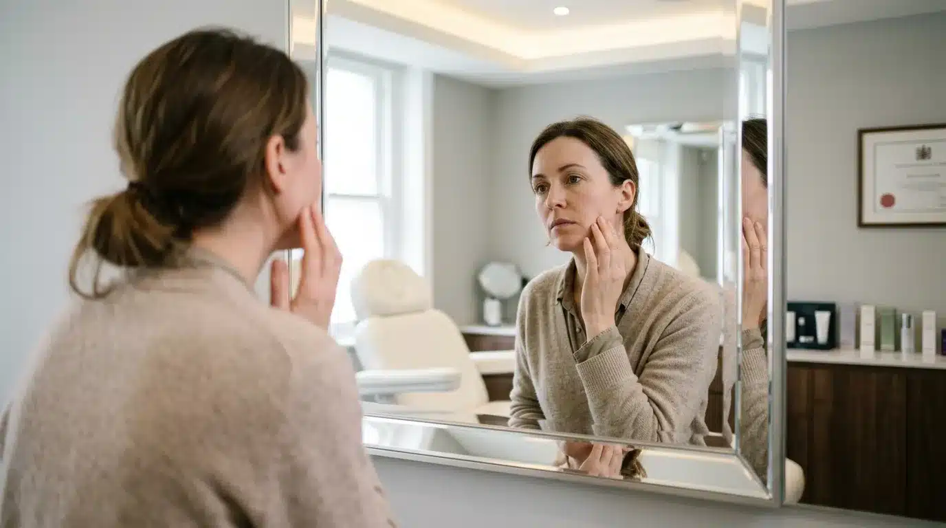 คนไข้กำลังพิจารณาว่าควรฉีดฟิลเลอร์ใหม่หรือรอก่อน