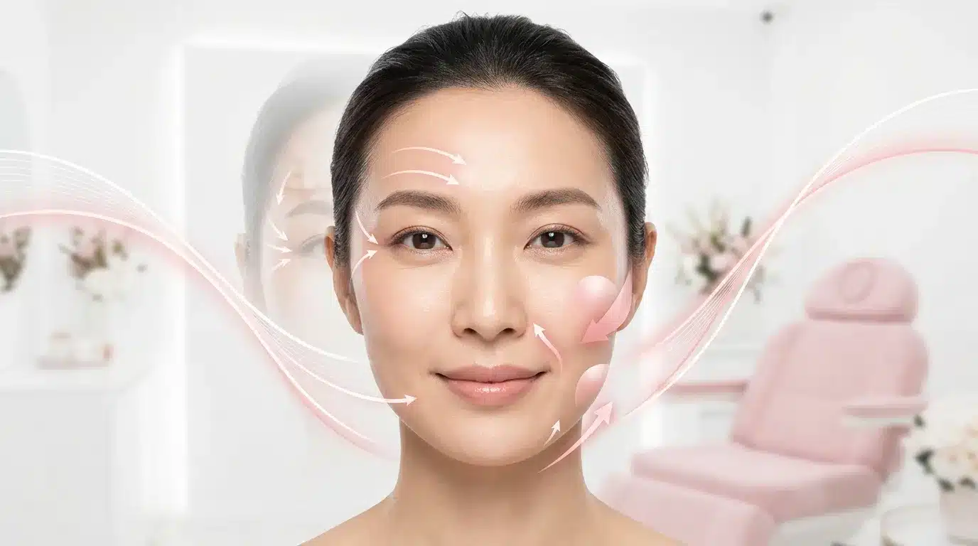 ภาพสื่อการวางแผนใช้ฟิลเลอร์และโบท็อกซ์ร่วมกันตามลำดับที่เหมาะกับปัญหาของใบหน้า