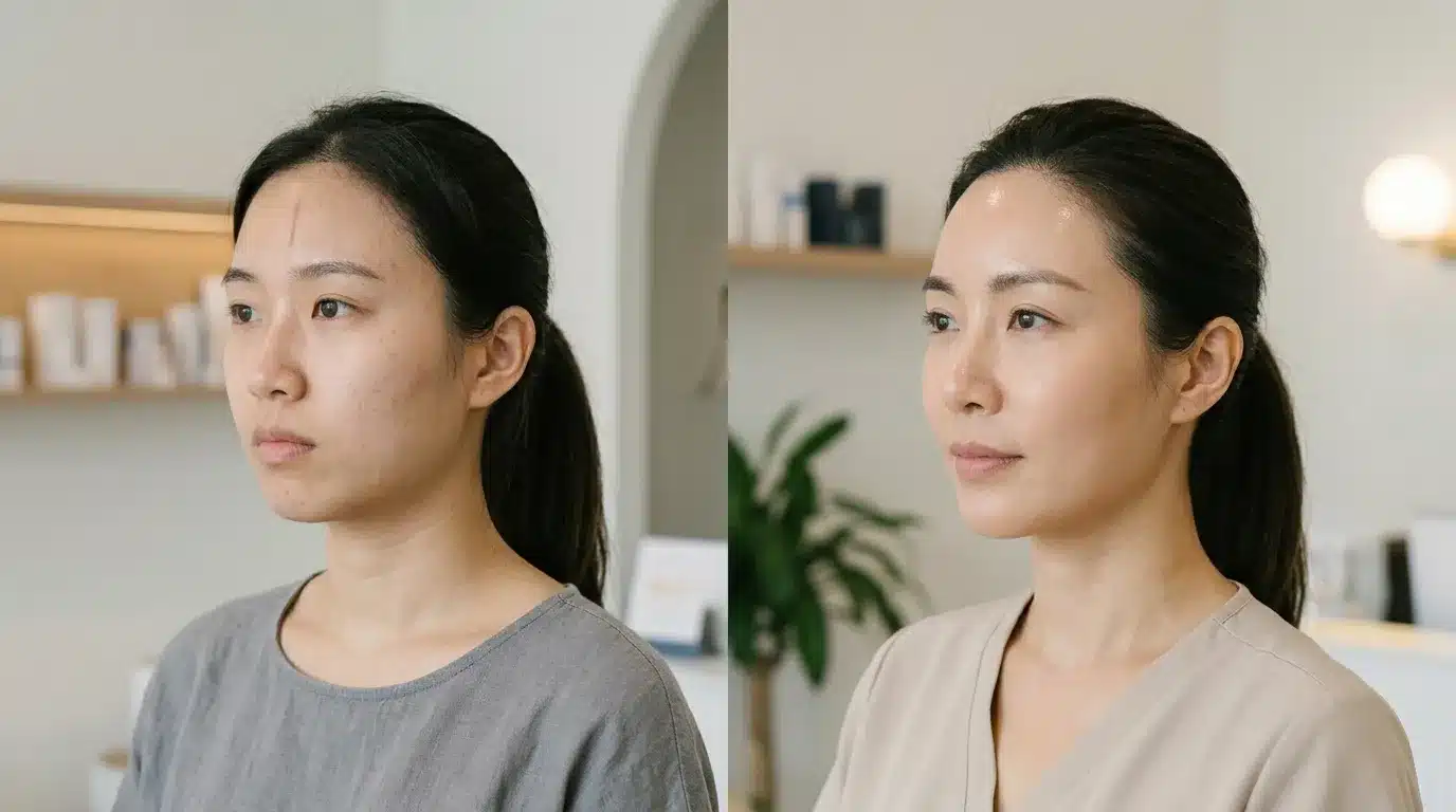 ลักษณะหน้าผากแบนและหน้าผากที่มีความโค้งละมุนอย่างเป็นธรรมชาติ