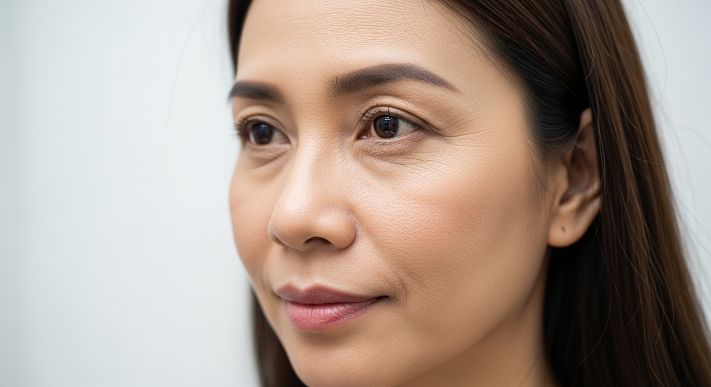 รอยหางตาที่เห็นแม้พักหน้าควรประเมินผิวและโครงสร้างรอบตาเพิ่ม