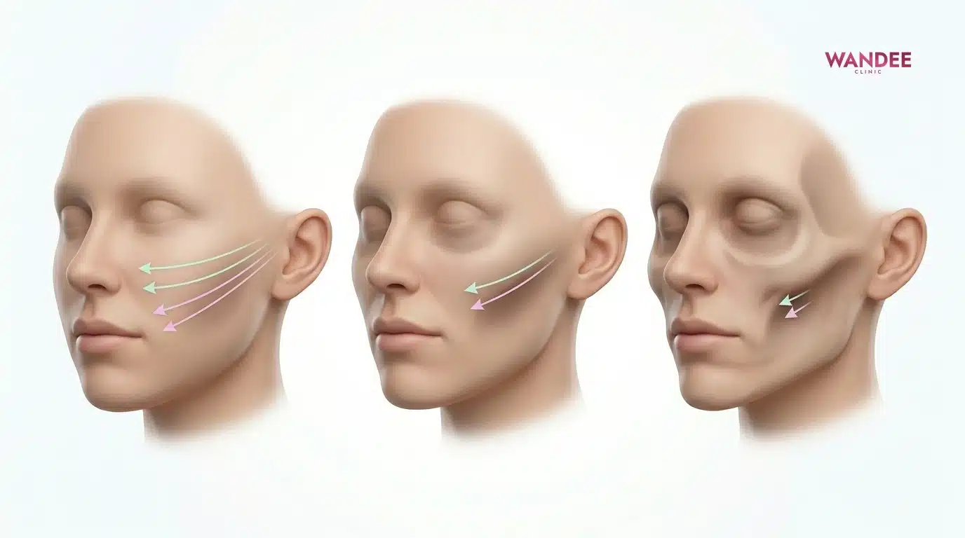 ภาพสื่อระดับแก้มตอบต่างกันและแนวคิดว่าปริมาณฟิลเลอร์เป็นช่วงตามเป้าหมาย ไม่ใช่เลขเดียวสำหรับทุกคน