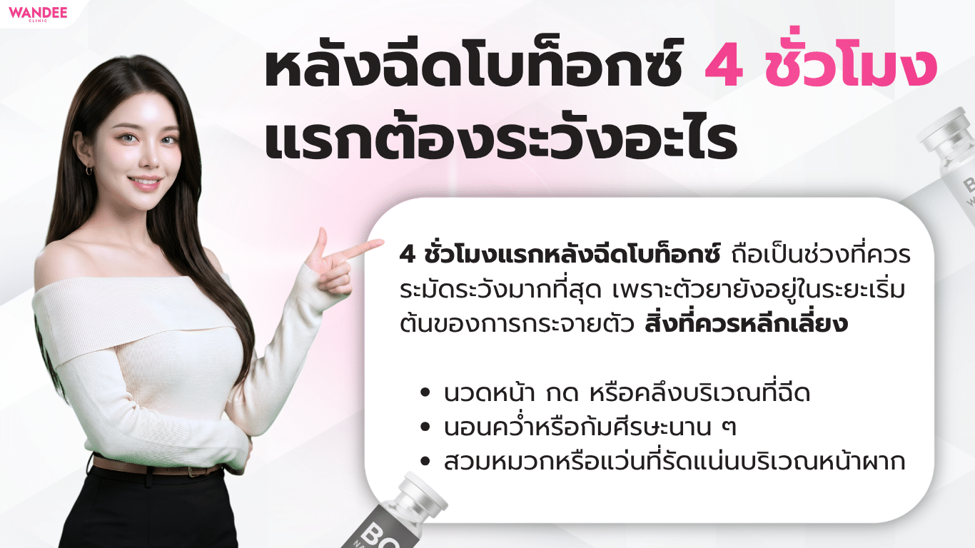 หลังฉีดโบท็อกซ์ 4 ชั่วโมงแรกต้องระวังอะไร