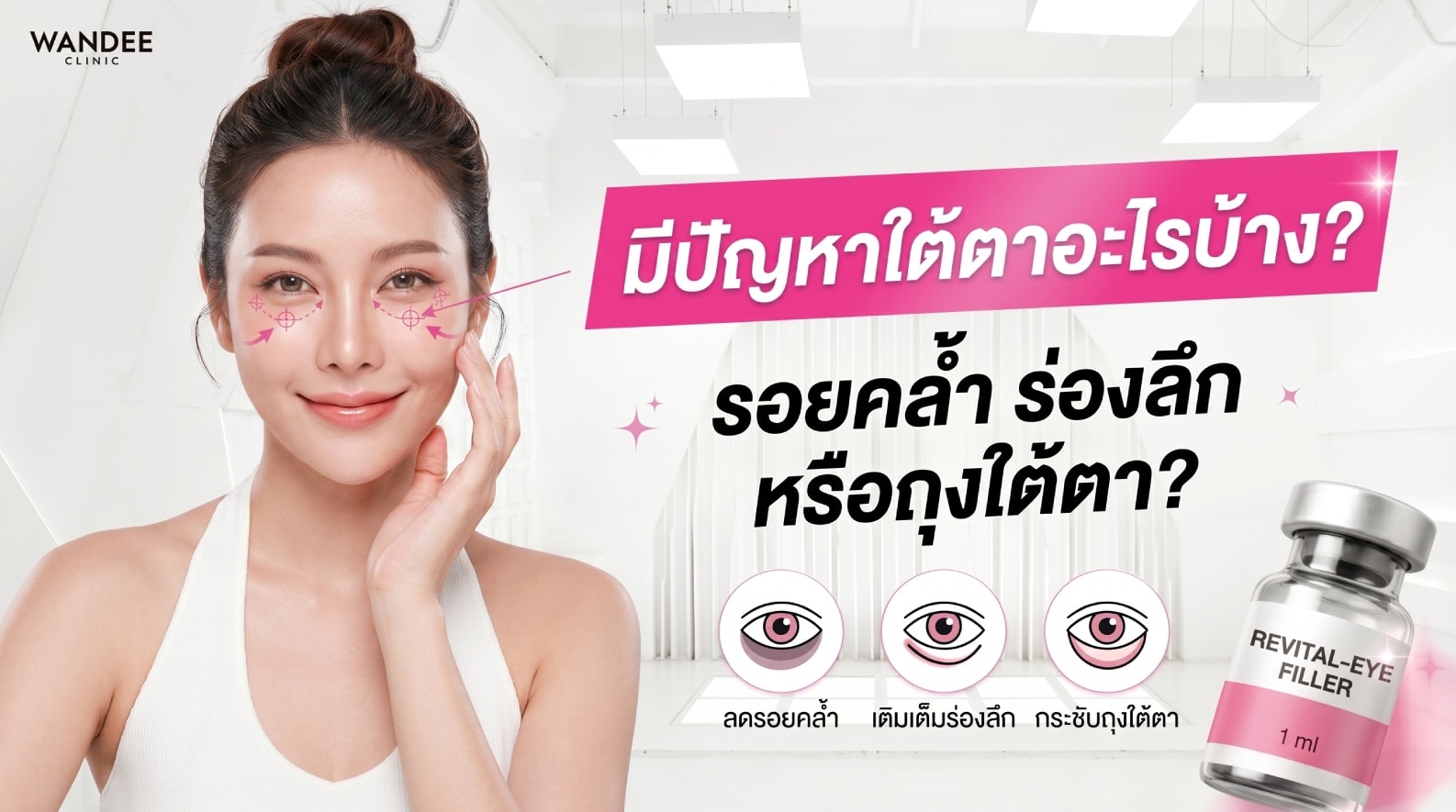 เปรียบเทียบปัญหาใต้ตา รอยคล้ำ ร่องลึกใต้ตา และถุงใต้ตา พร้อมอธิบายความแตกต่างและแนวทางรักษาให้เหมาะกับแต่ละปัญหา โดย Wandee Clinic